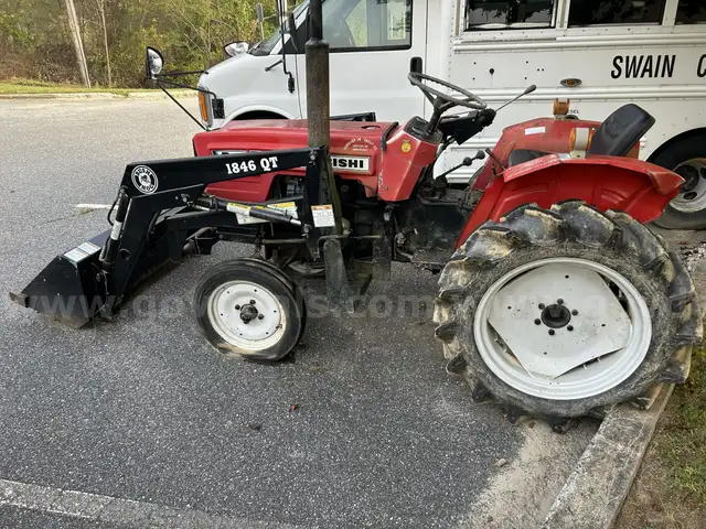 1980s Mitsubishi D2000 including a Bush Hog 1846QT Loader
