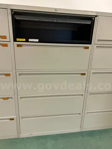 One lot of (100) five draw file cabinets - Finance unit