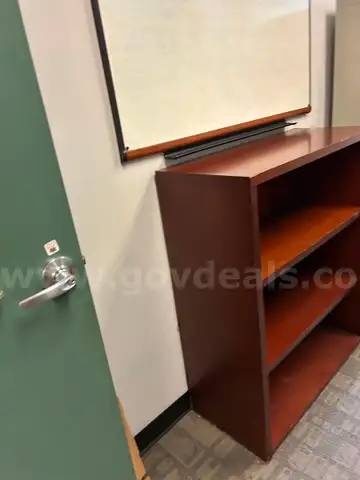 One lot of cherry wood office furniture