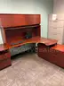 One lot of cherry wood office furniture