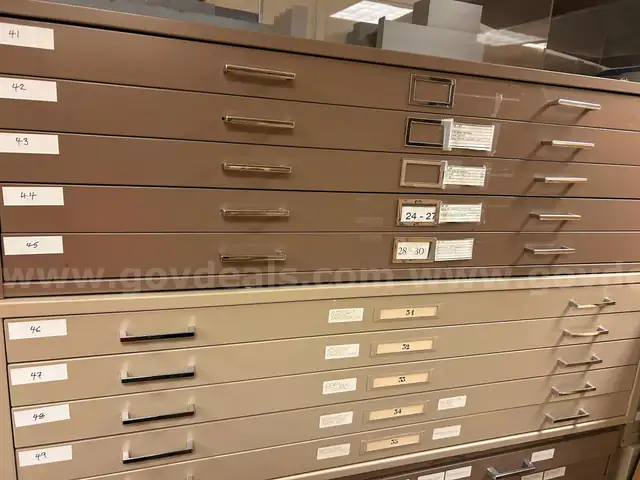 Flat File cabinets ( 5 drawers)  QTY: 16