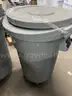 32-Gallon Plastic Trash Cans with Lids & Dollies – 7 Available Heavy-duty, mobile trash cans with wheels and 3 lids.