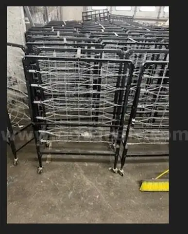 Twin metal foldable cot used 39&#x22;x 80&#x22;X14&#x22; measurements. Qty: 90