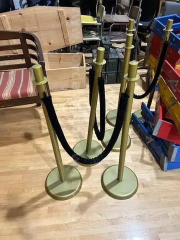 Lot of 6 Stanchions with 3 Ropes