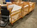 Lot of 16 Wood Cribs - all on wheels