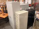 Lot of 4 metal cabinets (used) and 12 light up boards (new)