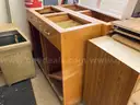 Lot of 6 wood cabinets - 2 tall/skinny, 4 short/wide