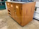 Lot of 6 wood cabinets - 2 tall/skinny, 4 short/wide
