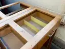 Lot of 6 wood cabinets - 2 tall/skinny, 4 short/wide