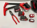 Lot of Milwaukee Tools, M18 Packout Fan, Hack Saws, Tape Measures, Cutters, Lights