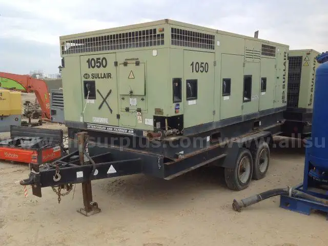 Air Compressor, Trailer Mounted, 310 HP, Sullair Model 1050C/AF/DTQ/CA4
