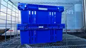 Lot of 400 Blue Plastic Self-Stackable Storage Totes