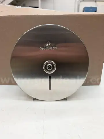 (3) Georgia Pacific Stainless Steel 9in Jumbo Bath Tissue Dispensers