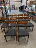 (10) Wood Chairs w/ Cloth Seats