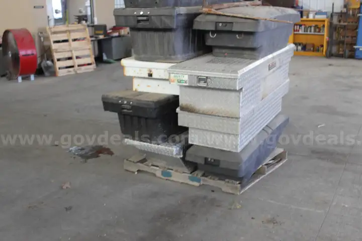large lot of truck toolboxes