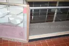 free standing display case glass