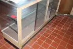 free standing display case glass