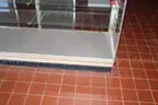 free standing display case glass