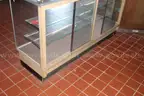 free standing display case glass