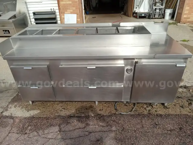 Custom made Prep table with refrigerated 4 door Chef base and refrigerator
