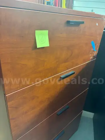 1 Used Wooden Filing Cabinet (2)