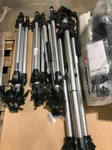 LOT OF 9 MANFROTTO BASIC CAMERA TRIPODS / VERY GOOD CONDITION