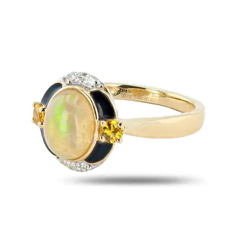 14k OPAL - SAPPIRE - DIAMOND RING