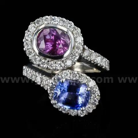 14k Dual Sapphire and Diamond Ring