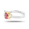 Pear Shaped Ruby and Emerald Cut Diamond Ring