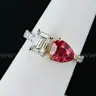 Pear Shaped Ruby and Emerald Cut Diamond Ring
