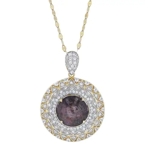Dark Purple &#x26; White Sapphire Pendant
