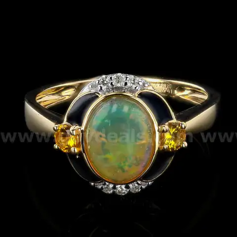 OPAL, SAPPHIRE and  DIAMOND Ring