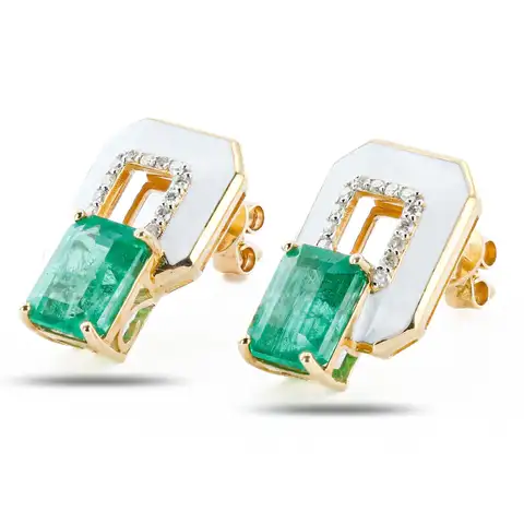 EMERALD and DIAMOND EARRINGS