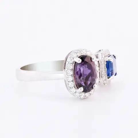 DOUBLE SAPPHIRE and DIAMOND RING