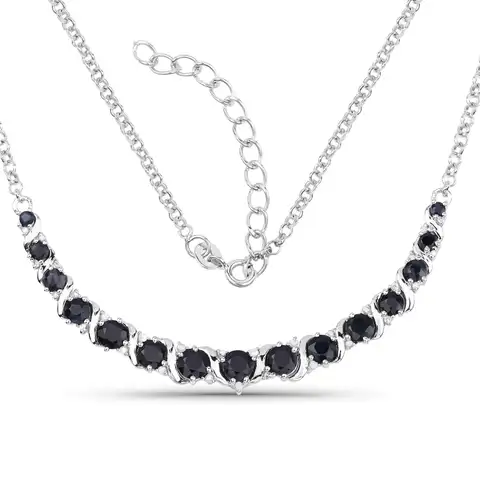 Blue Sapphire and White Diamond Necklace