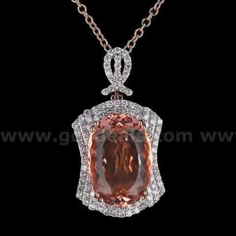 MORGANITE and DIAMOND NECKLACE