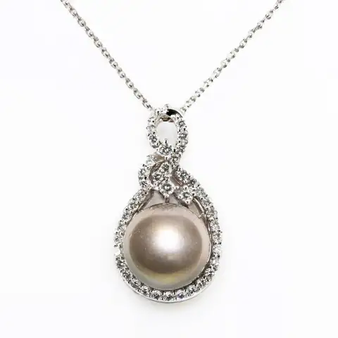 TAHITIAN PEARL and DIAMOND PENDANT