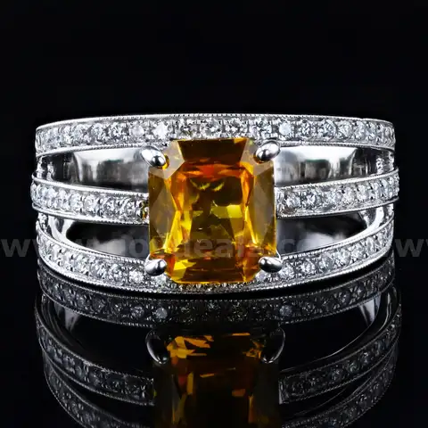 YELLOW SAPPHRE and DIAMOND RING
