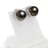 TAHITIAN PEARL and DIAMOND EARRINGS