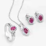 Ruby and White Topaz 3 Piece Jewelry Set