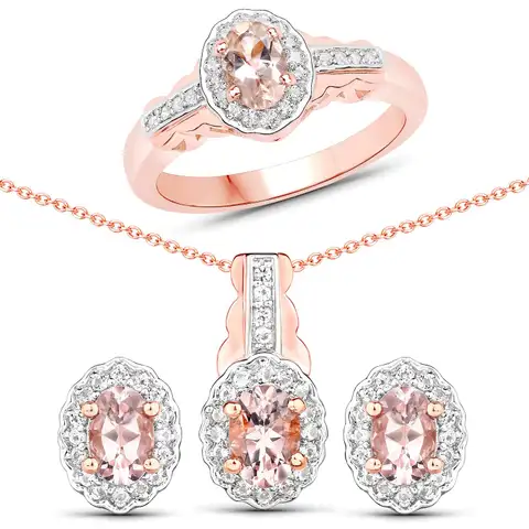 Morganite and White Topaz 3 Piece Jewelry Set