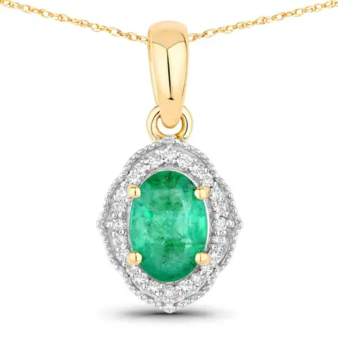 Emerald and White Diamond Pendant