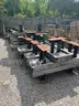 Wood benches with steel base
