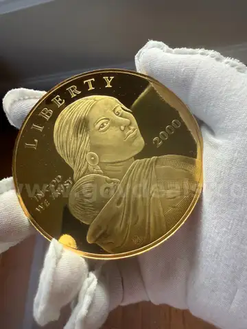 Rare! Sacagawea 4 OZ .999 Fine Silver 24K Gold Plated Round