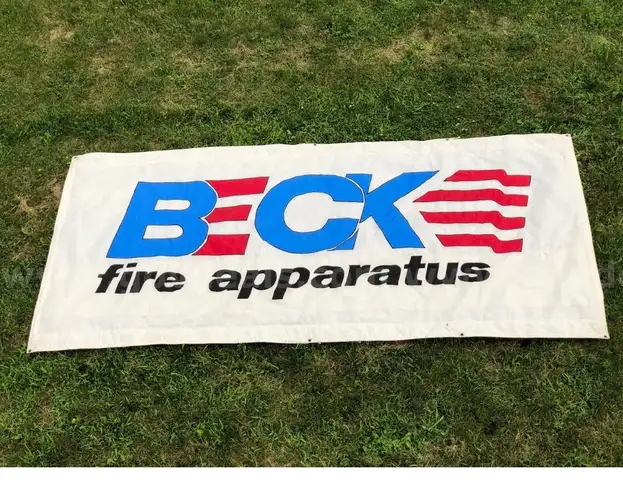 Vintage LARGE Beck Fire Apparatus Banner - 105&#x22; x 51&#x22;
