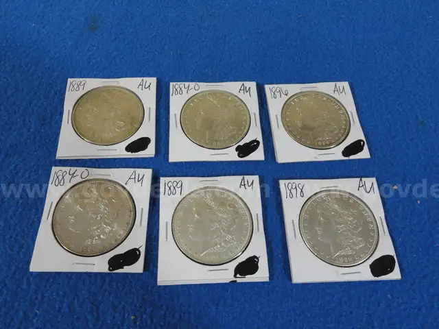 Lot of Six Morgan Dollars (Condition Marked AU) (Lot #3)