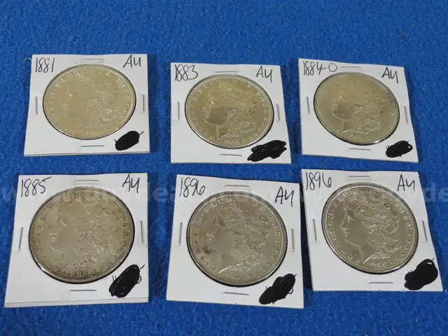 Lot of Six Morgan Dollars (Condition Marked AU) (Lot #4)