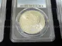Lot of 4 Brilliant Morgan Dollars &#x2013; PCGS MS63 &#x2013; In Elegant Gift Box (Lot #11)