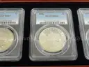 Lot of 4 Brilliant Morgan Dollars &#x2013; PCGS MS63 &#x2013; In Elegant Gift Box (Lot #11)