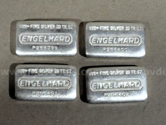 ULTRA-RARE Engelhard 10 oz Silver Bar CONSECUTIVE QUARTET P268399&#x2013;P268402